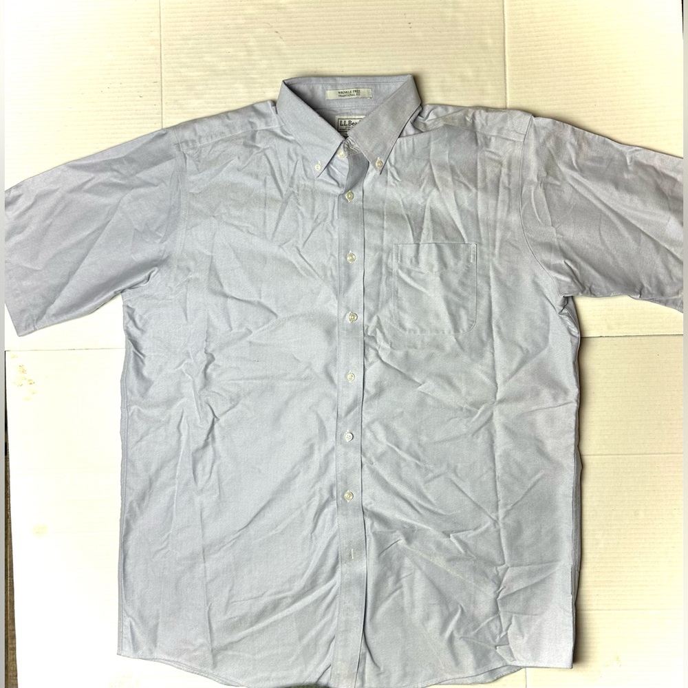 LL Bean Shirt Mens 17 Tall Button‎ Down Wrinkle Free Traditional Fit Cotton Work